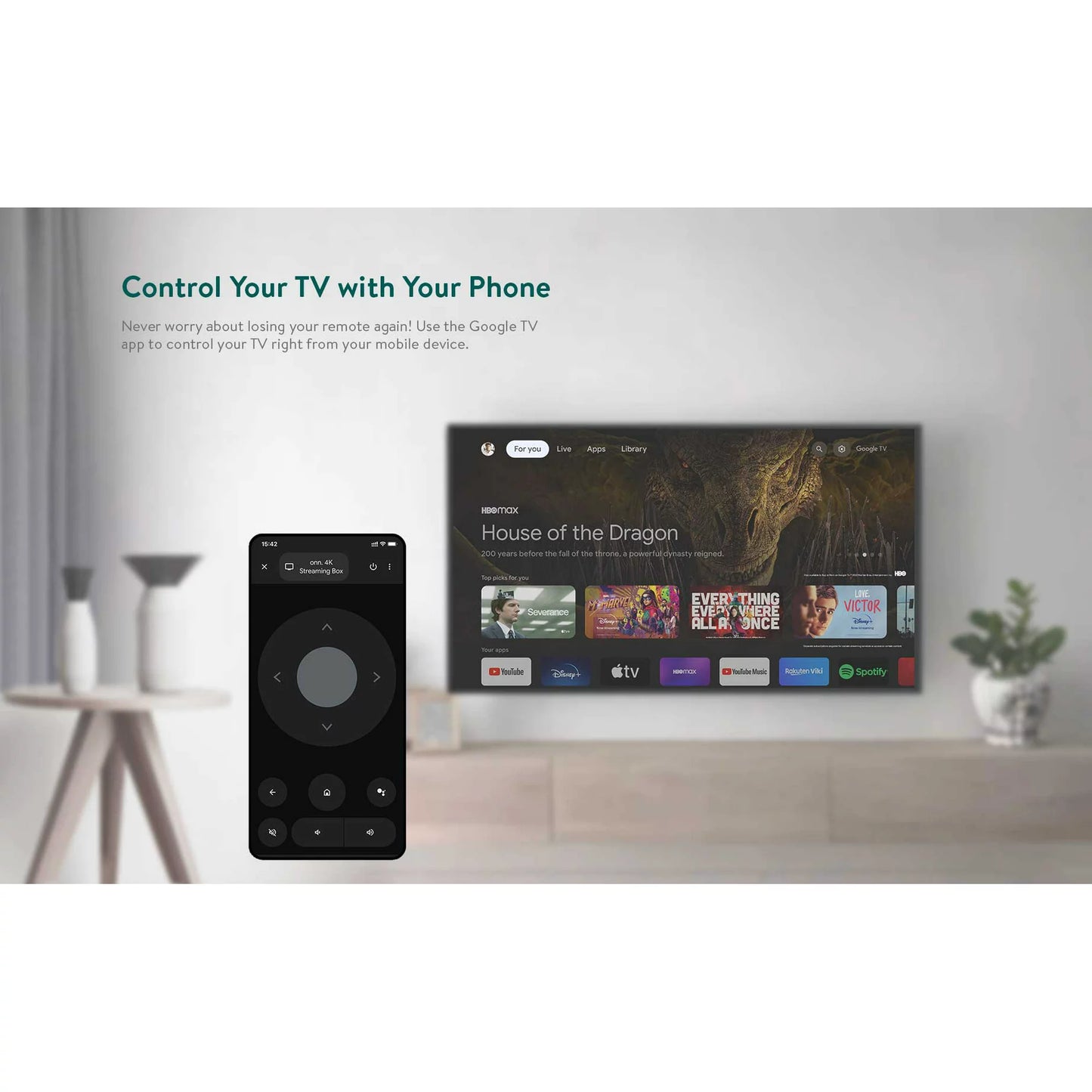 Caja de Streaming 4K onn. con Google TV - New 2023 (UHD, Dolby Audio)