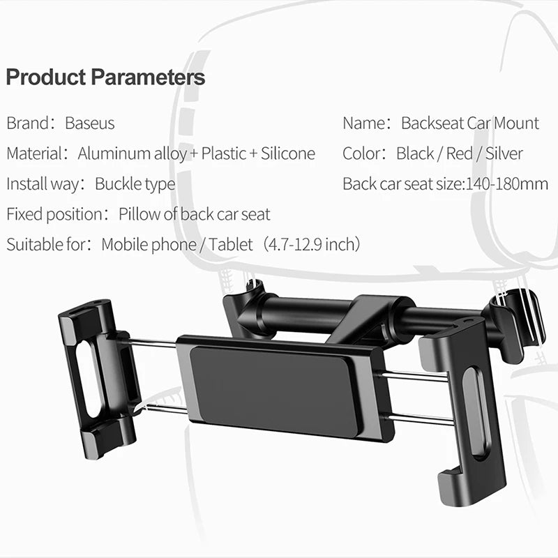 Baseus Universal Phone and Tablet Holder for Car Back Seat | Adjustable and Compact