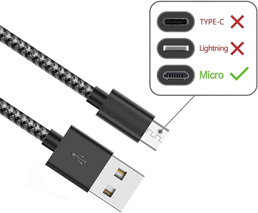 Cable Micro USB Trenzado Gris de 1.5 Metros