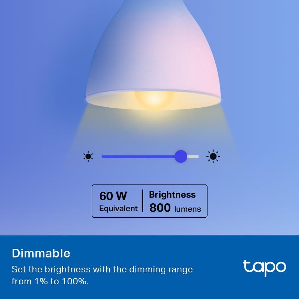 Tapo L531E - 16M RGBW Smart Light Bulb, Dimmable and Voice Controlled with Alexa and Google Home