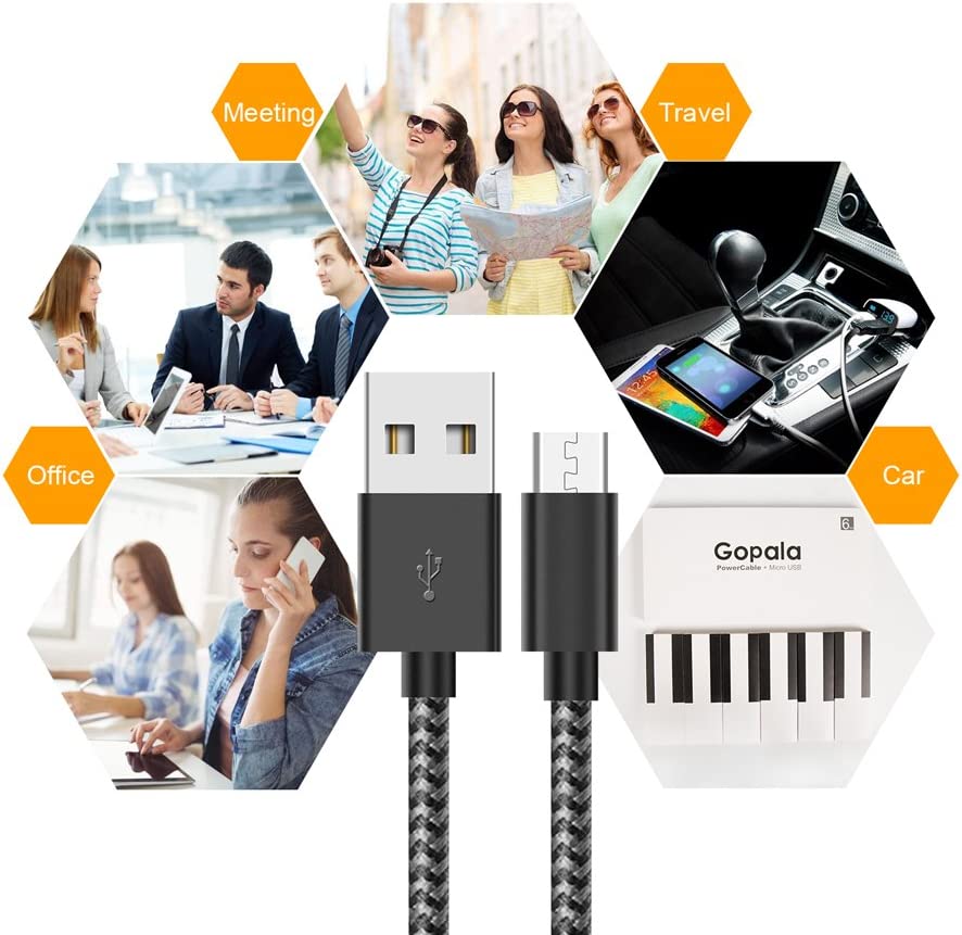 Cable Micro USB Trenzado Gris de 1.5 Metros
