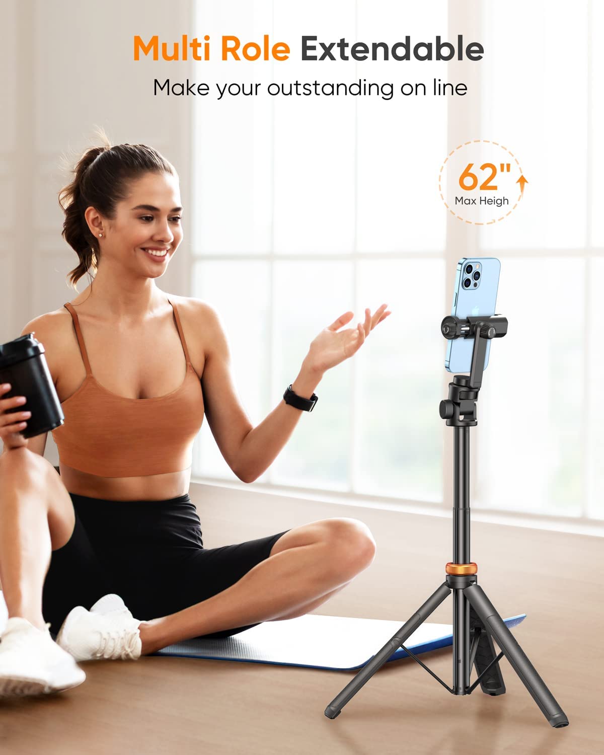 Eucos extendable tripod up to 62 inches for phones and action cameras
