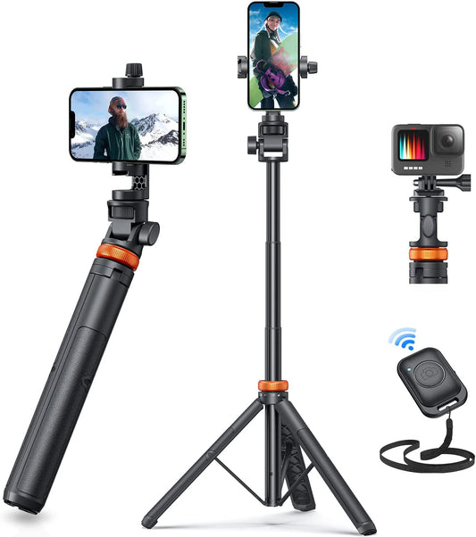 Eucos extendable tripod up to 62 inches for phones and action cameras