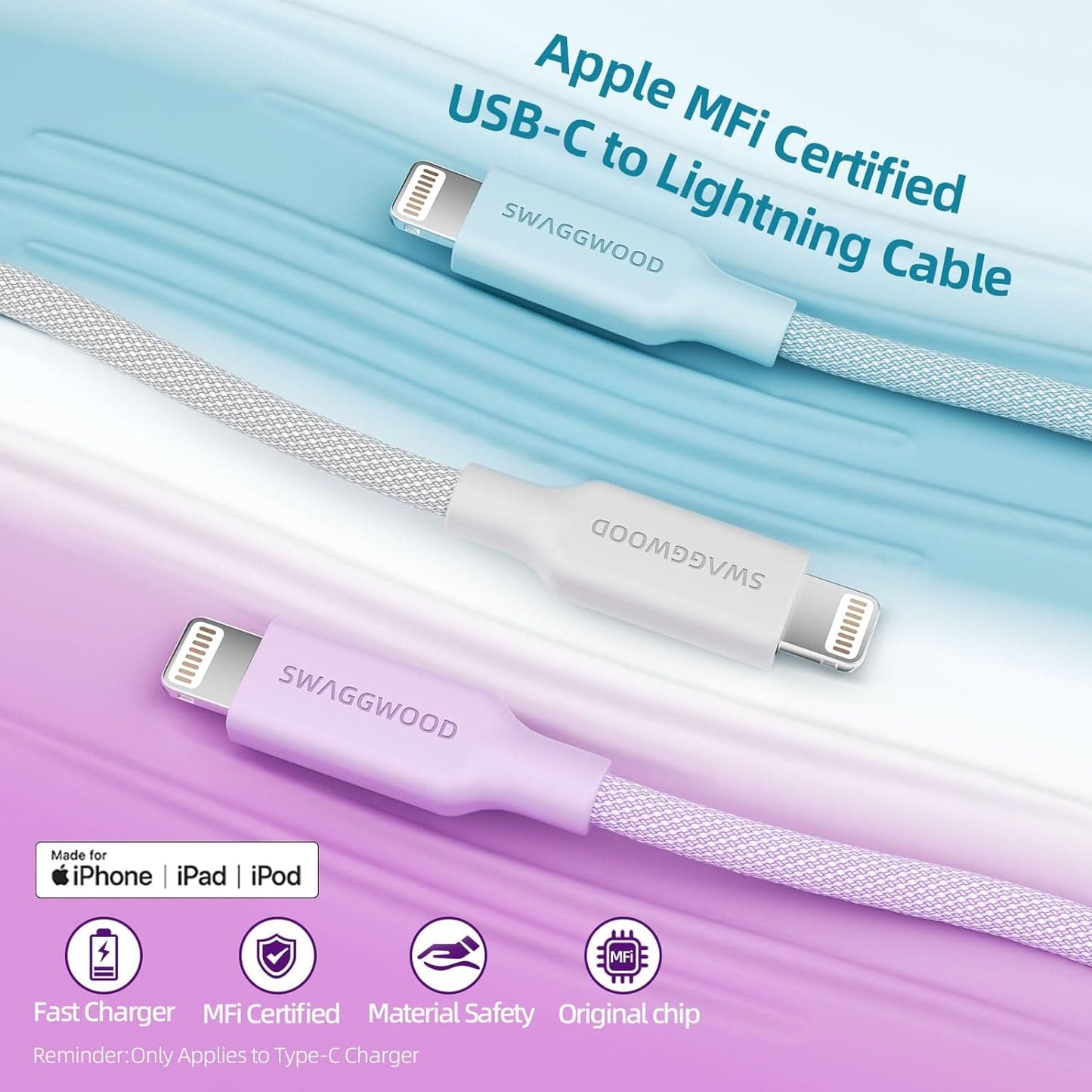 Cable Lightning a USB-C Trenzado de 1.8 metros para iPhone
