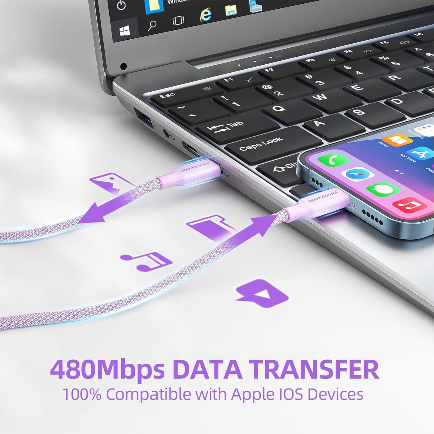 Cable Lightning a USB-C Trenzado de 1.8 metros para iPhone