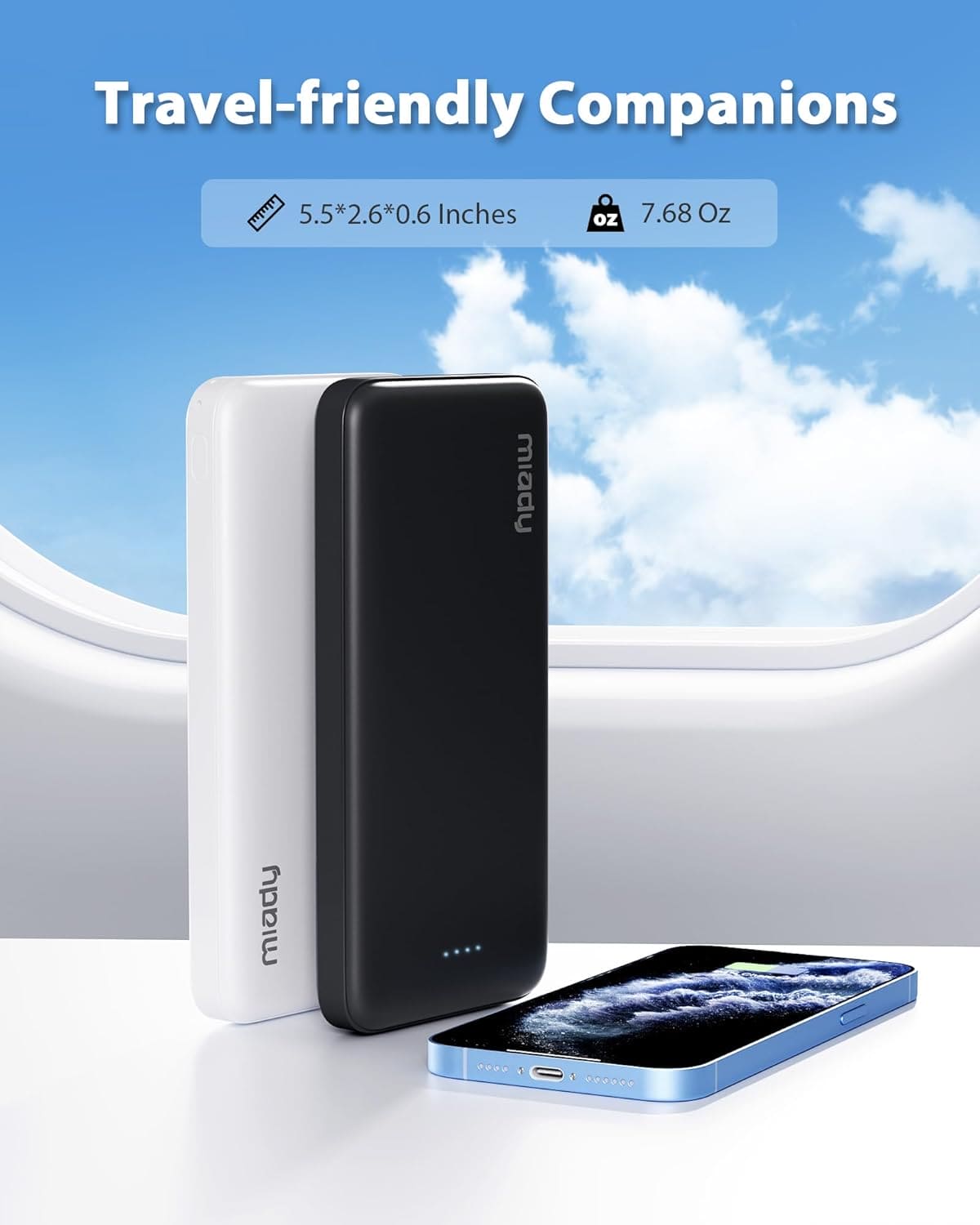 Miady Power Bank 10000mAh – Carga rápida, ultra portátil y con doble USB