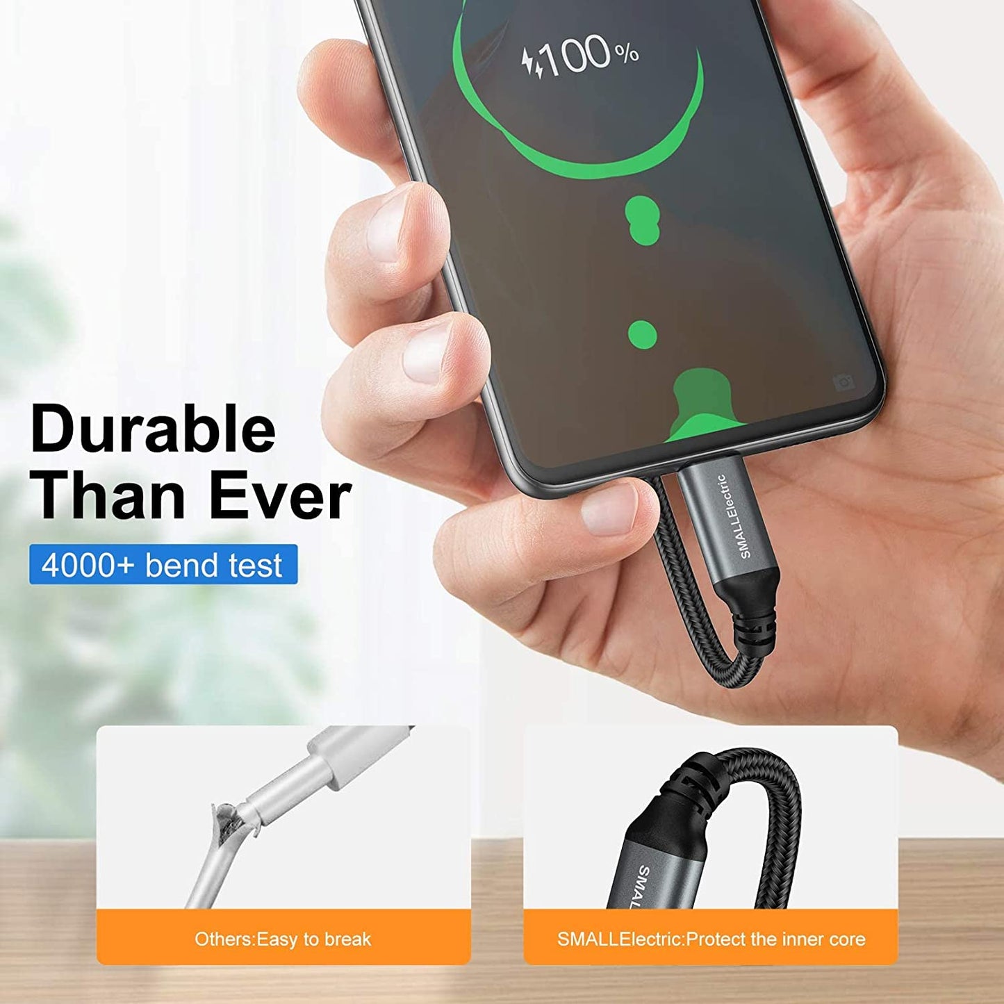 Cable USB- C Trenzado Gris de 1.8 Metros