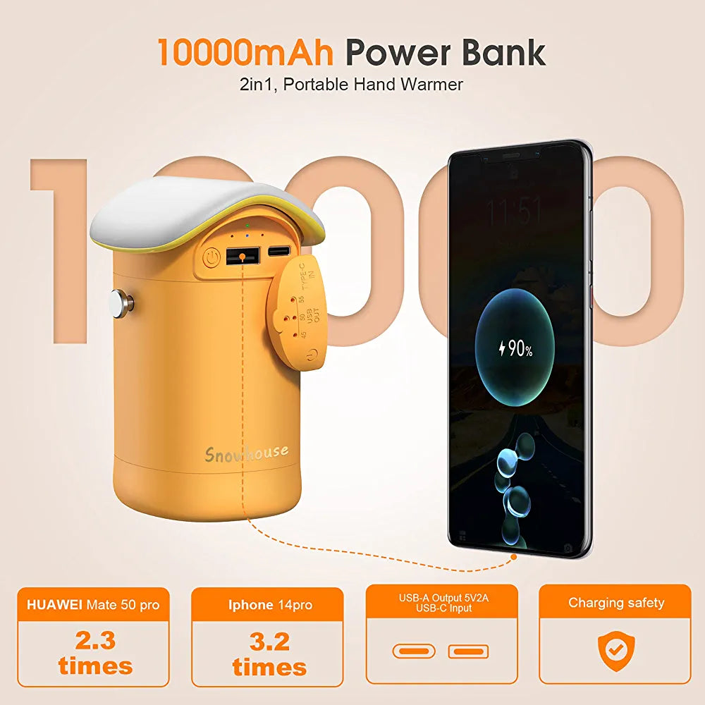 Power bank 10,000 MAH, Luz de noche, calienta manos y aromaterapia.