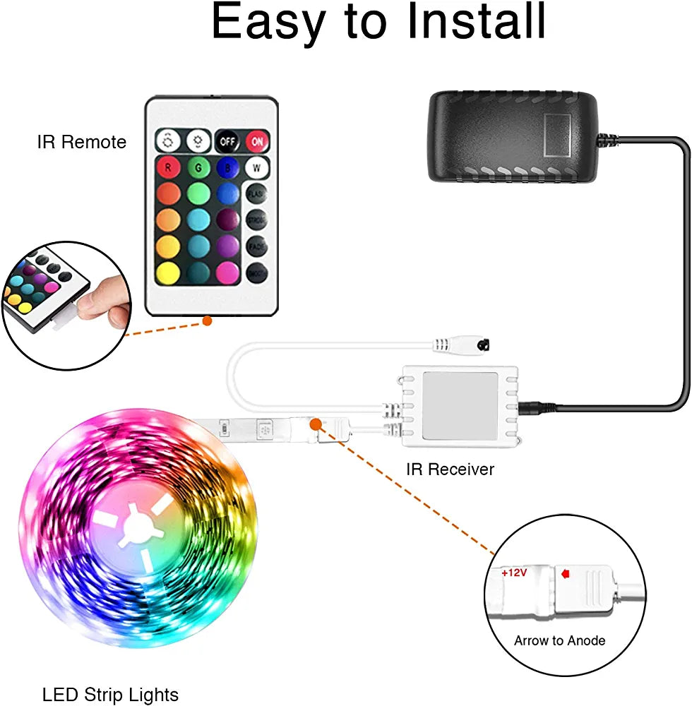 LED Light Strip - RGB 5050 with IR and Wifi control Compatible with Alexa and Google Assistant