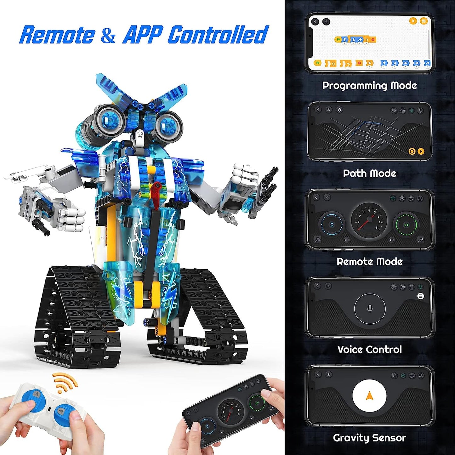 Lego-like STEM robot for building blocks with App and Remote Control