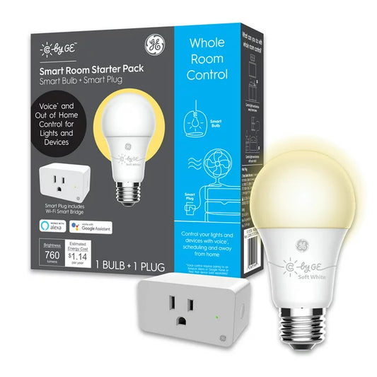 Bombillo A19 y Toma corriente inteligente pack compatible con Alexa y Google assistant
