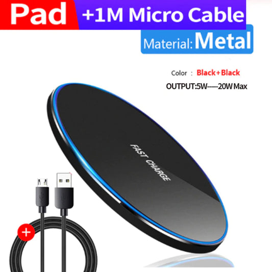 Cargador inalámbrico Qi de Metal de 10W, carga rápida 3,0