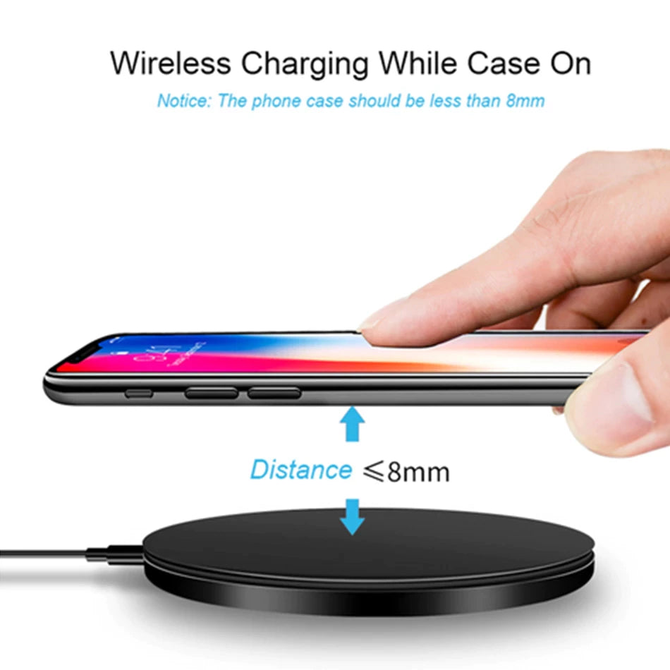 Cargador inalámbrico Qi de Metal de 10W, carga rápida 3,0