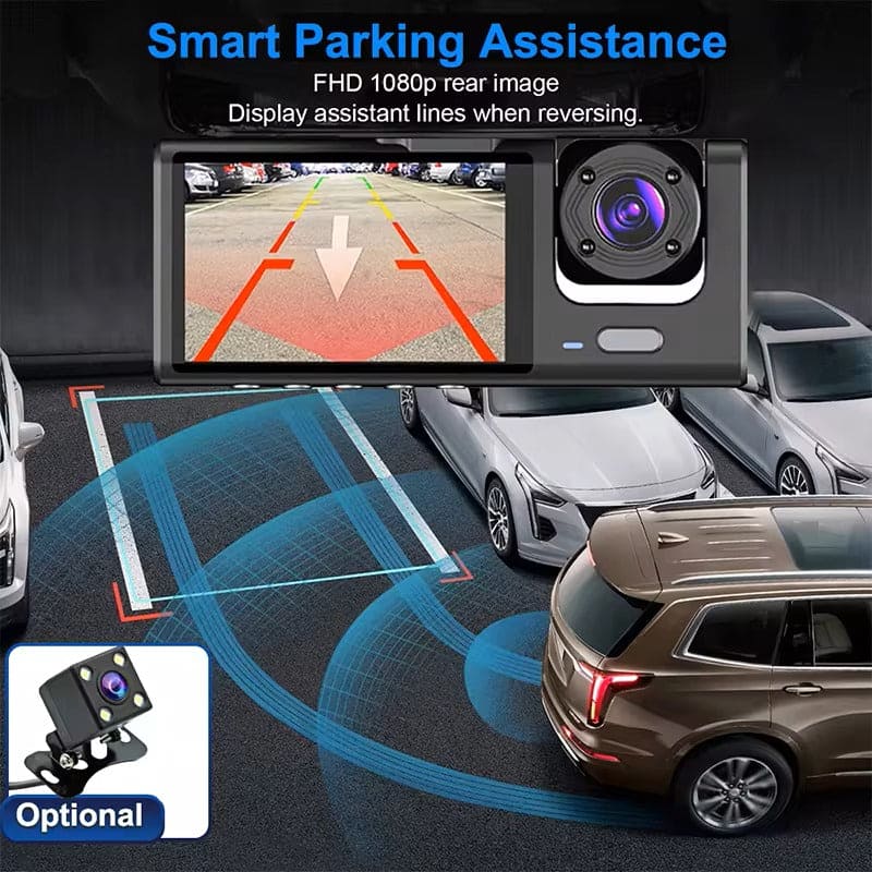 DashCam with 2 HD Cameras with WiFi - Front and Interior Dashboard Camera with Night Vision