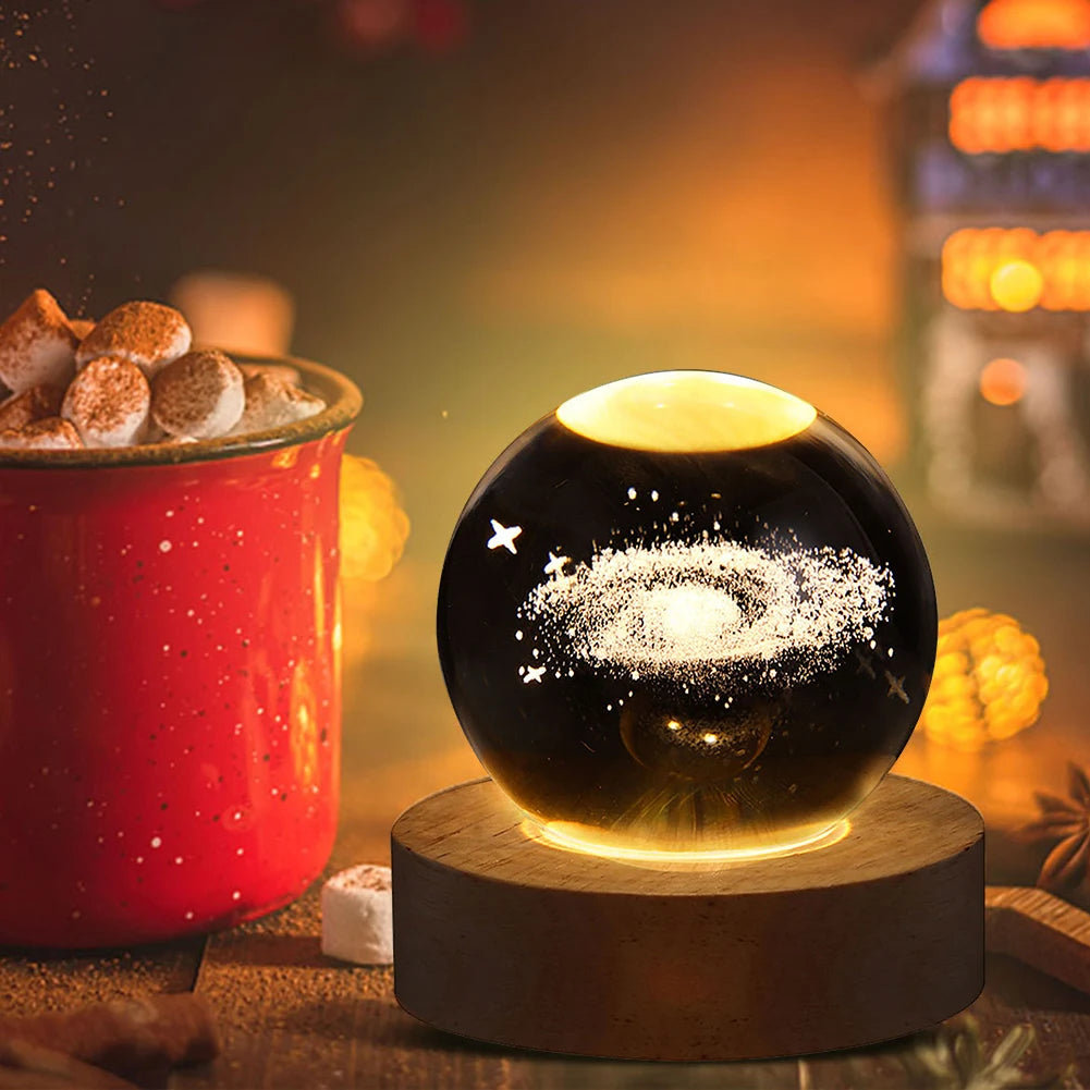 Galaxy Crystal BallLampara 3D via lactea-luna-saturno-Sistema Solar