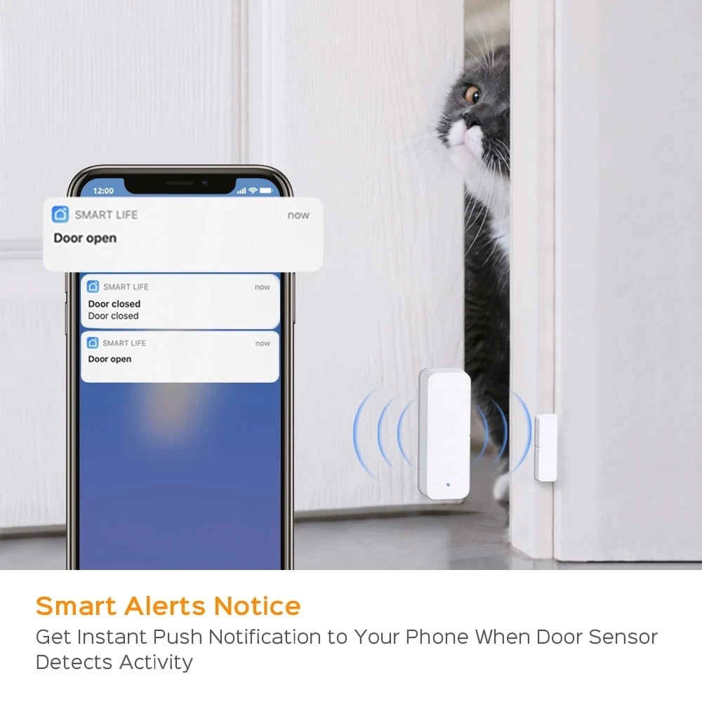 Sistema de alarma de seguridad Detector de puertas y ventanas abierta/cerradas TNCE Smart Tuya WiFi con Alexa y Google Home
