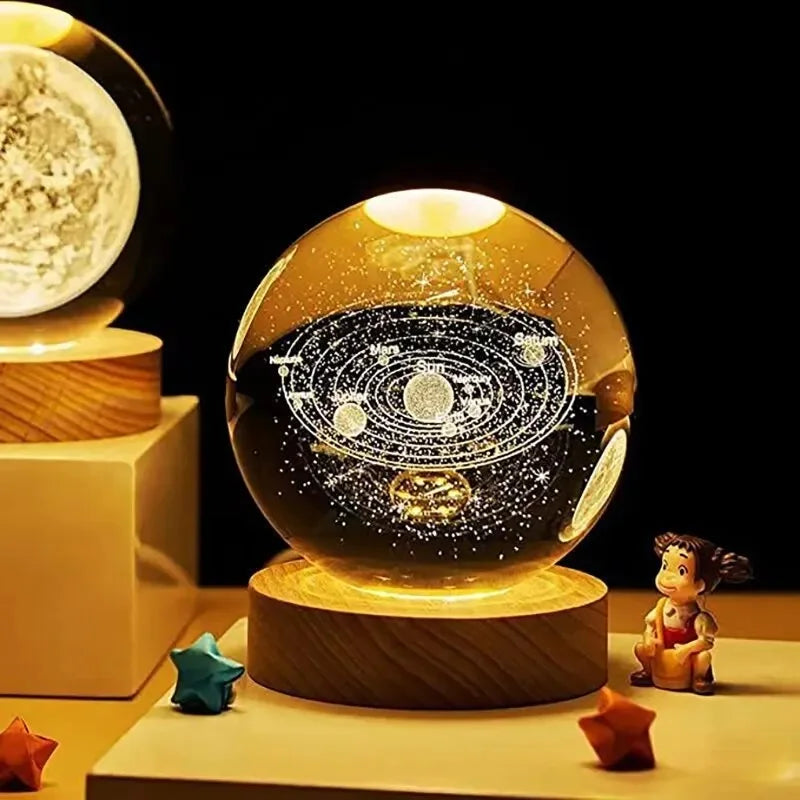 Galaxy Crystal BallLampara 3D via lactea-luna-saturno-Sistema Solar