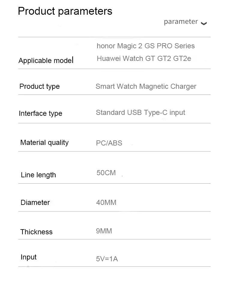 Cargador para Smartwatch Huawei Watch GT2 - GT2e y Honor Magic 2