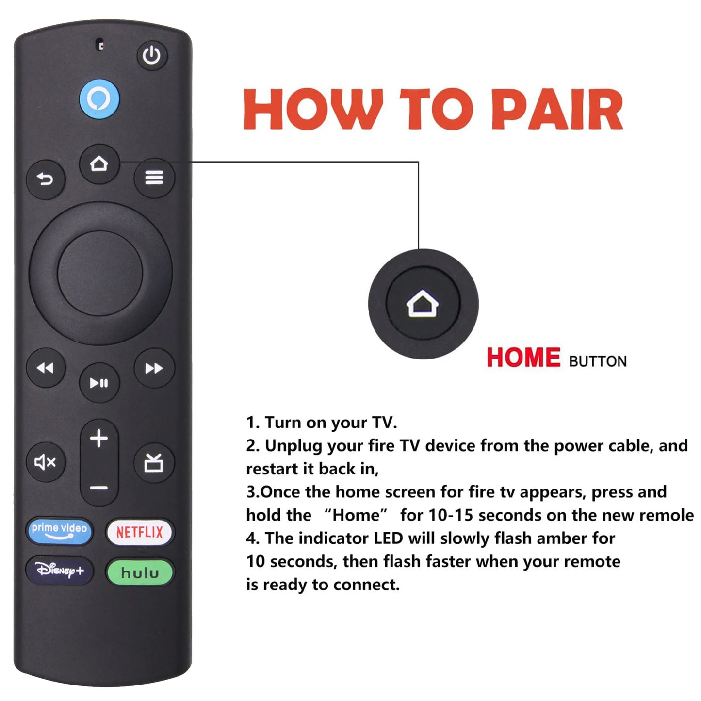 Replacement controller for Fire TV Stick: Lite, (2nd Gen and 3rd Gen), 4K, 4k Max, TV Cube (1st Gen and 2nd Gen)