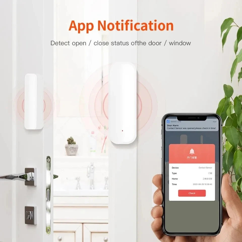 Sistema de alarma de seguridad Detector de puertas y ventanas abierta/cerradas TNCE Smart Tuya WiFi con Alexa y Google Home