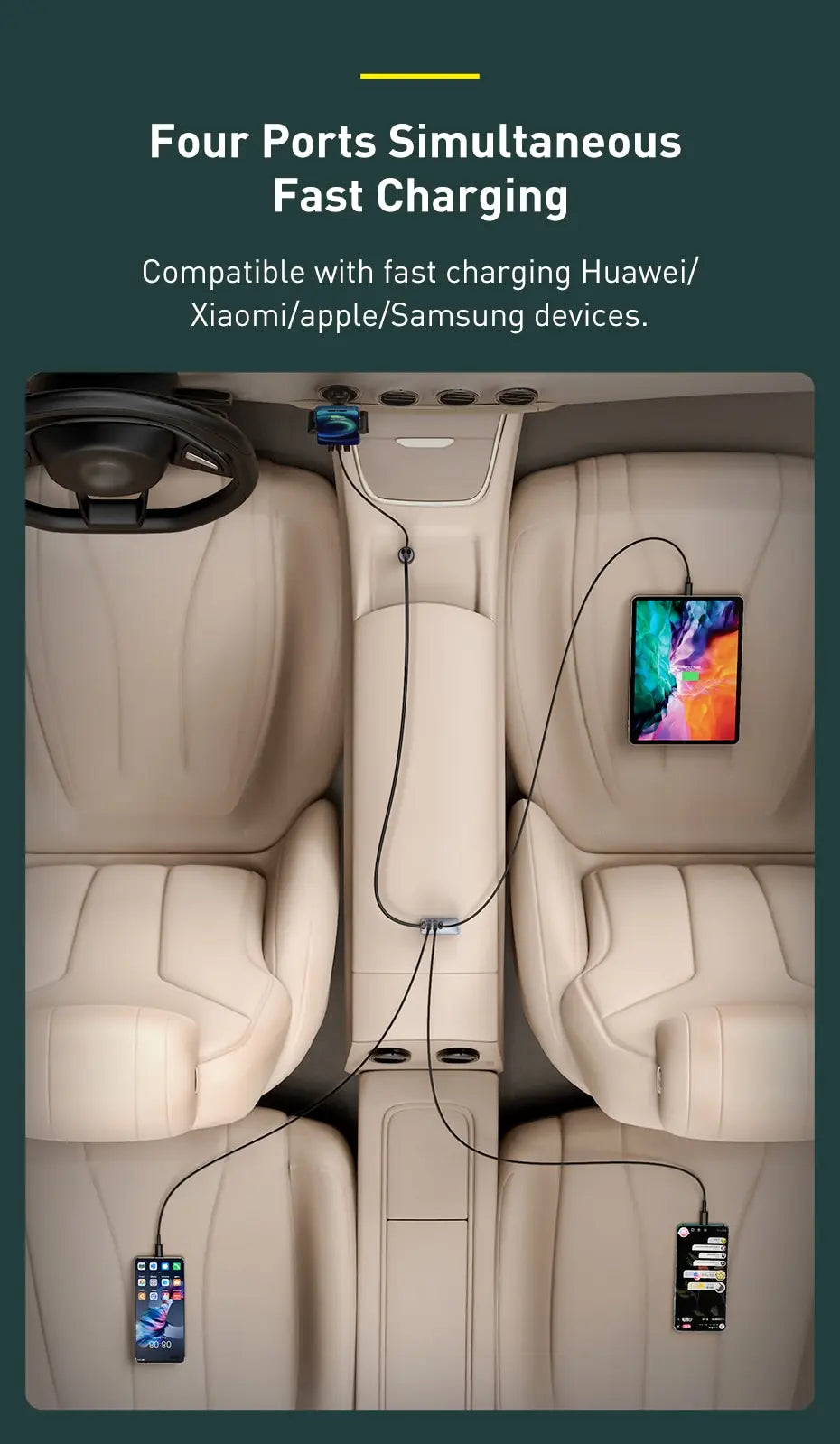 Regleta de carga para el coche de 4 puertos