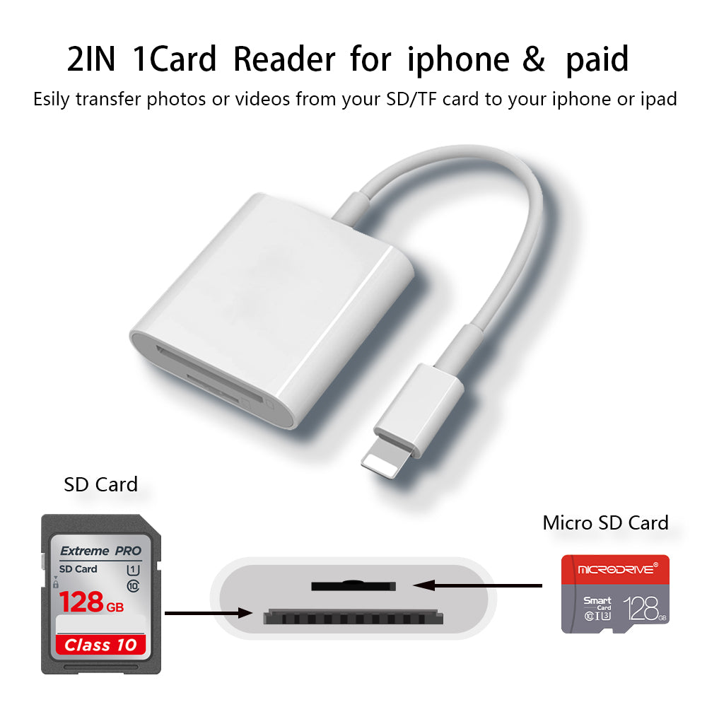 Lector de tarjeta de memoria micro SD a Lightning para iPhone - iPad