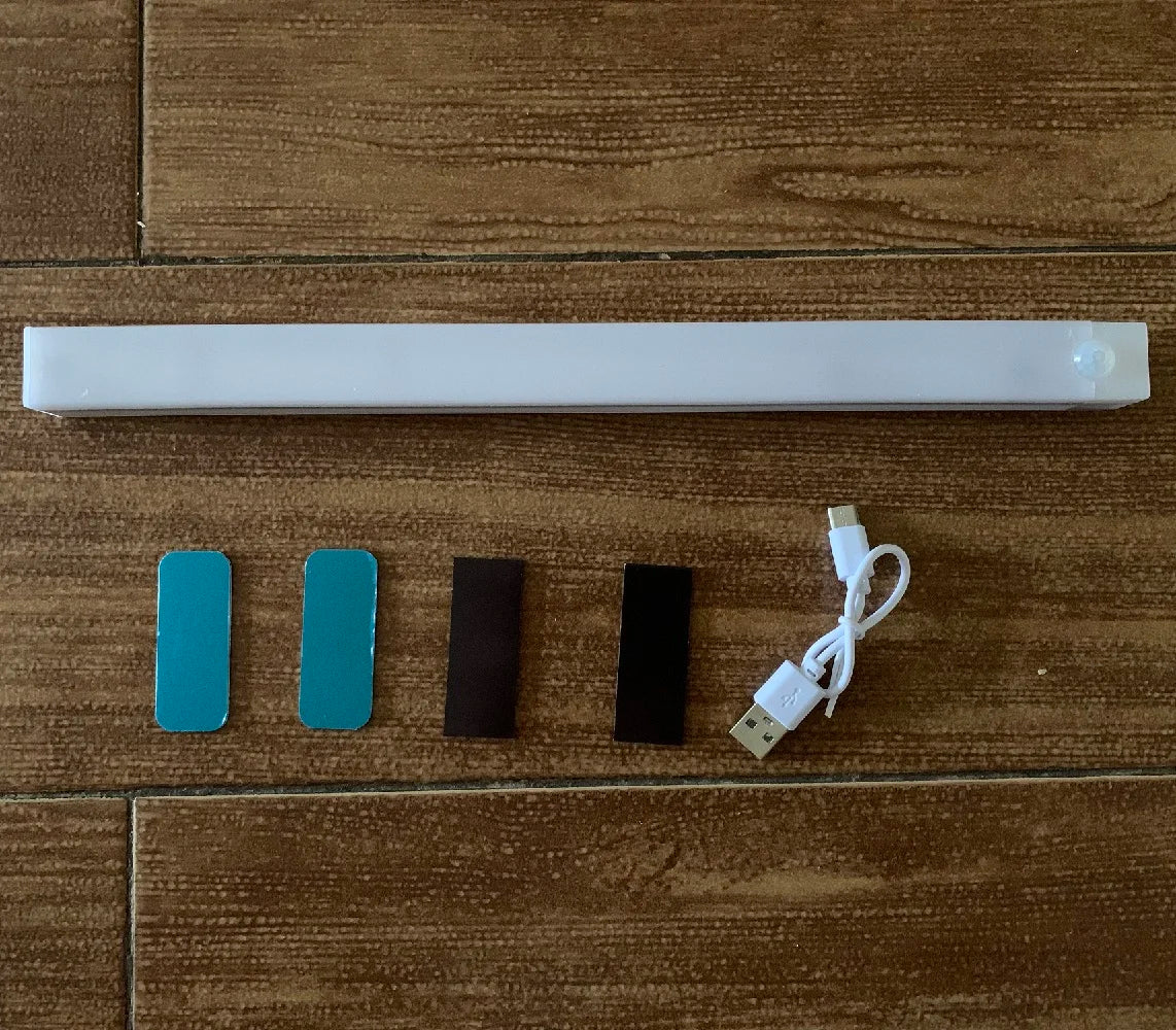 Barra de Luz LED con Sensor PIR Recargable USB: Luz Nocturna Regulable y Portátil para Cocina, Armarios y Pasillos
