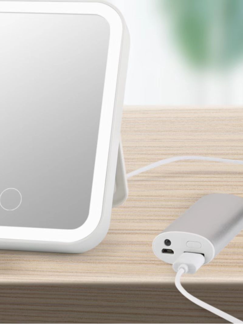 Espejo de tocador con luz LED recargable