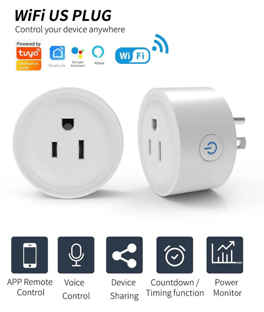 Mini Enchufe inteligente Tuya WiFi Smart Socket de 16A compatible con Alexa y Google Assistant con Smart Life