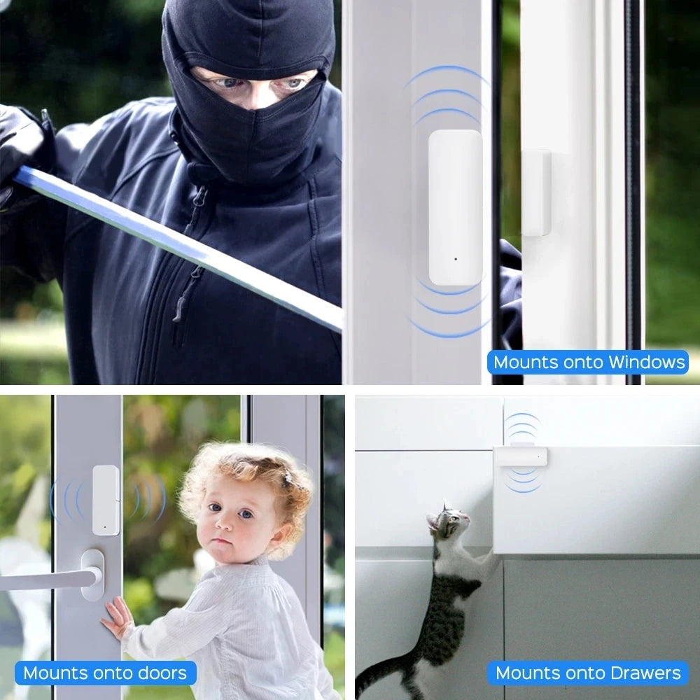 Sistema de alarma de seguridad Detector de puertas y ventanas abierta/cerradas TNCE Smart Tuya WiFi con Alexa y Google Home