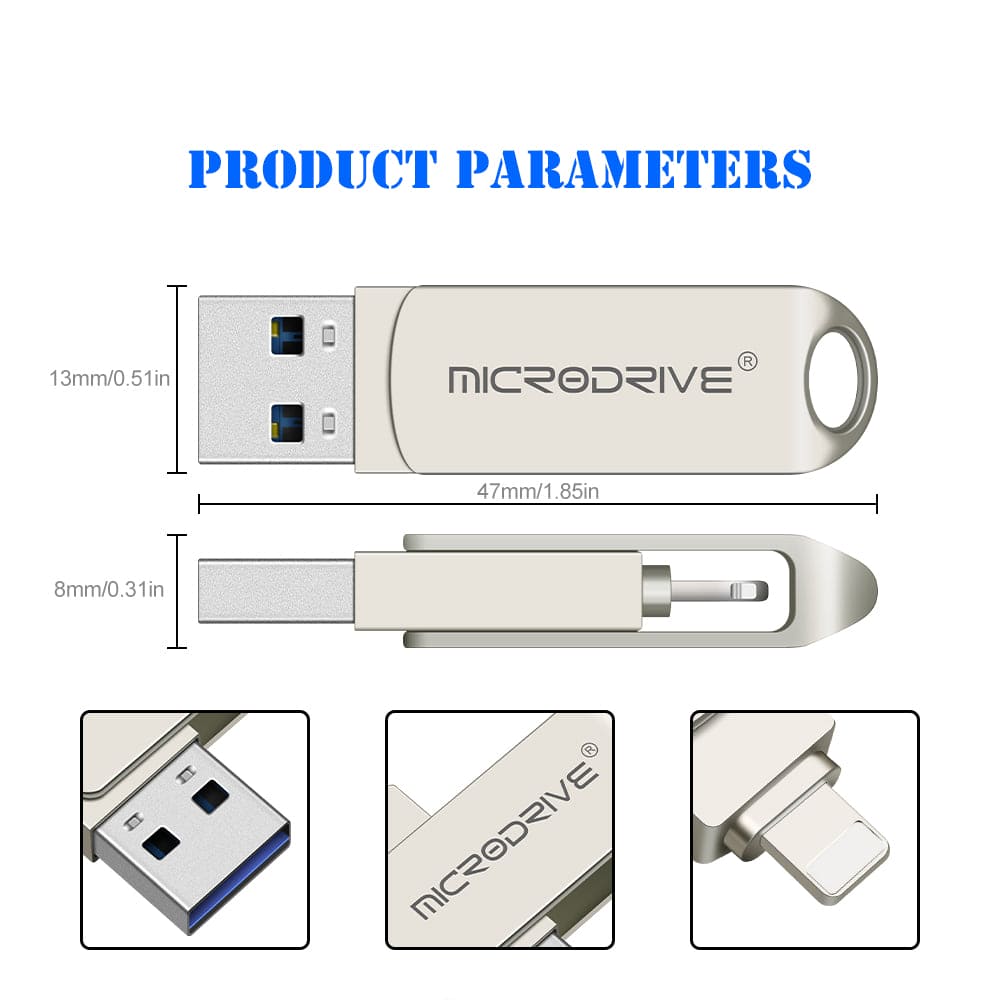 Rotating USB 3.0 Pendrive for iPhone 2 in 1