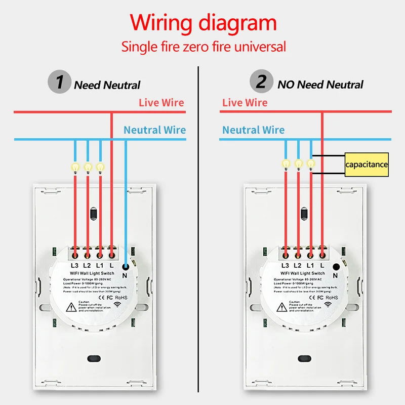 Interruptor de pared inteligente TNCE-Tuya Compatible Alexa y Google Home