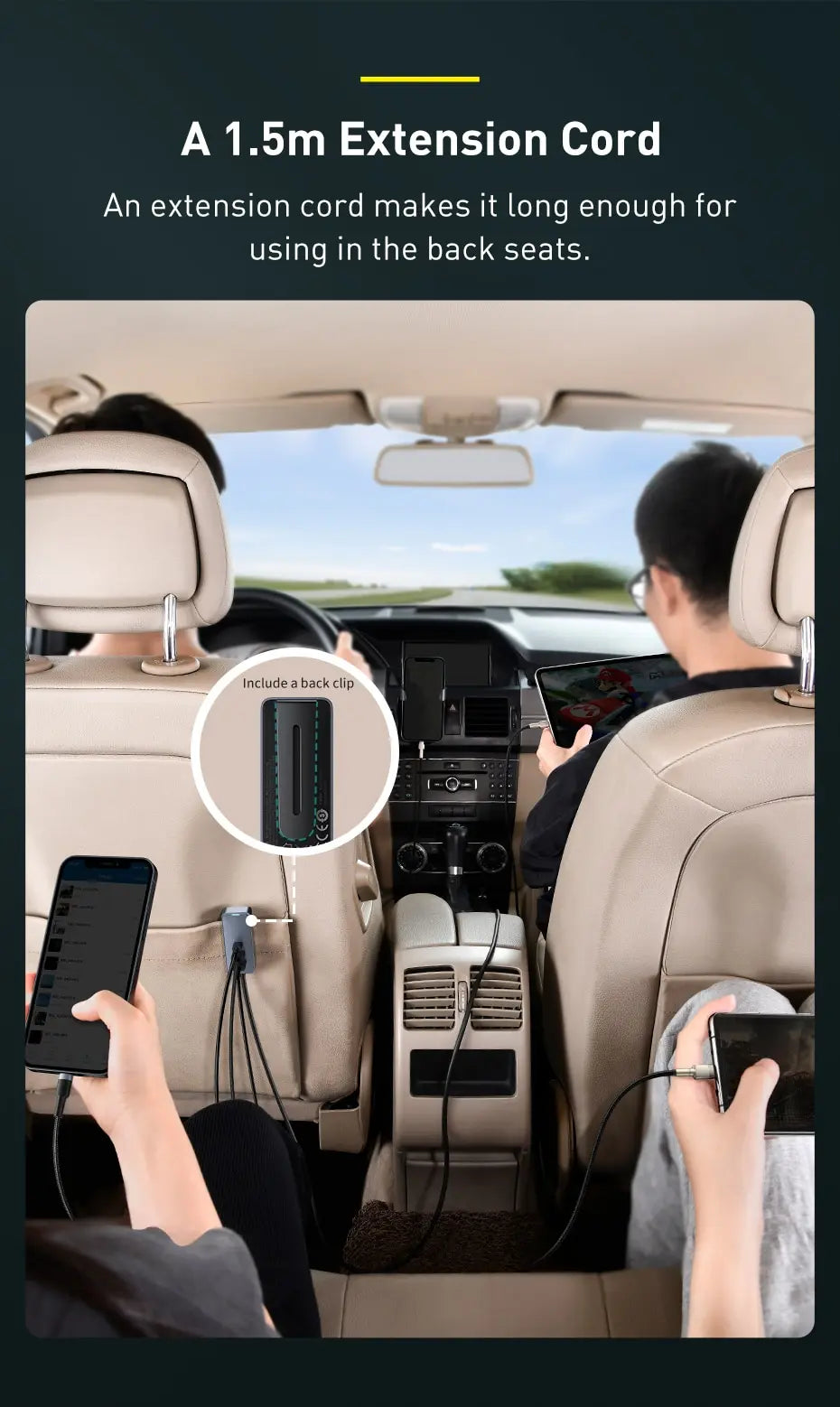 Regleta de carga para el coche de 4 puertos