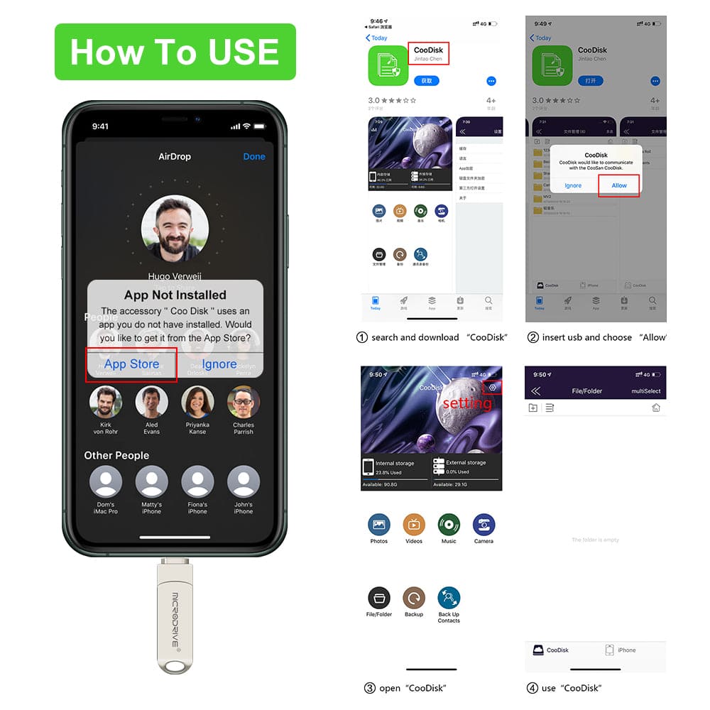 Rotating USB 3.0 Pendrive for iPhone 2 in 1