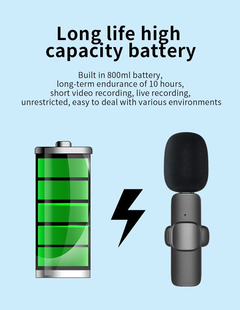 Microfono Lavalier inalambrico con conexion Lightning para IPhone