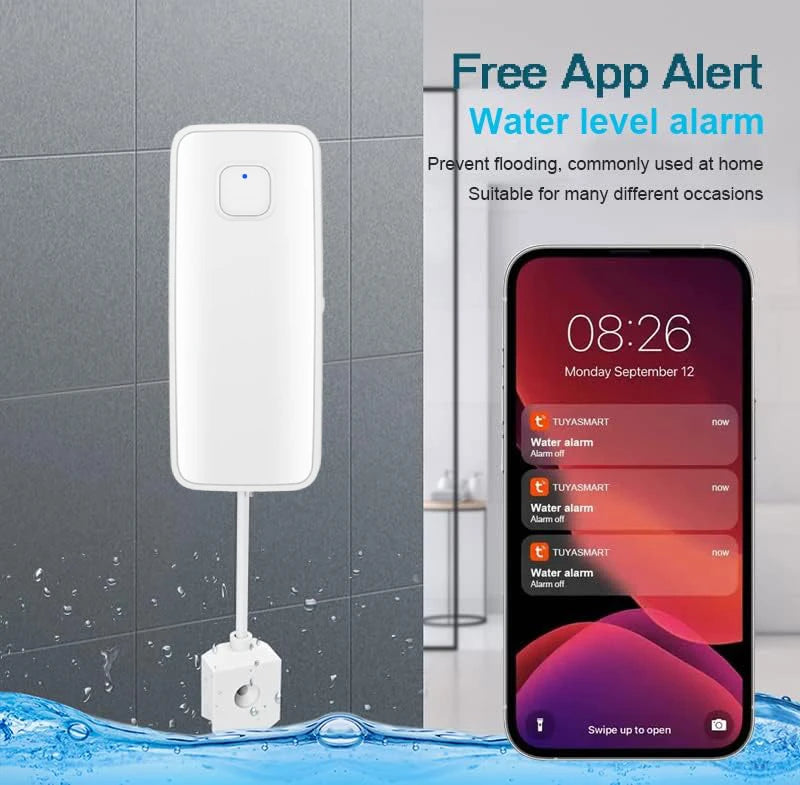 Detector de fugas de agua inteligente Tuya Compatible con Alexa y Google Assistant