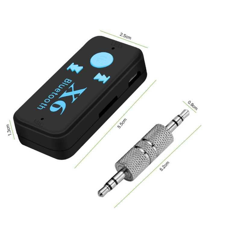 Adaptador Bluetooth inalámbrico X6 conector MP3 de 3,5 mm