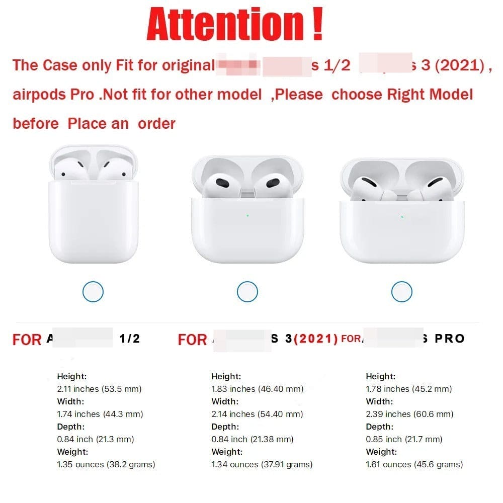 Cover para AirPods 1/2 Gen -AirPods 3 Gen- AirPods Pro/Pro2