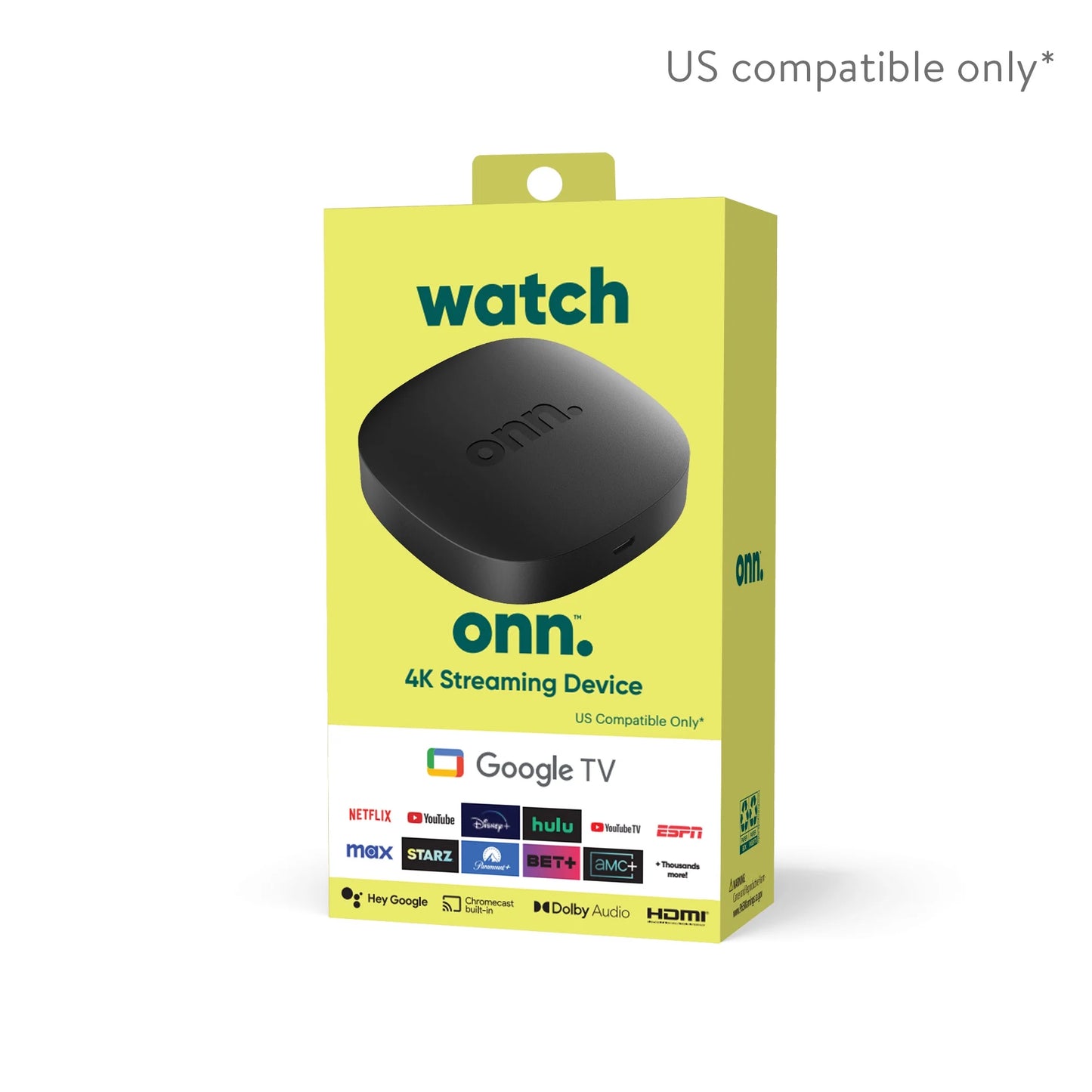 Caja de Streaming 4K onn. con Google TV - New 2023 (UHD, Dolby Audio)