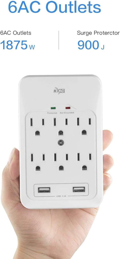 KMC 6-Outlet 2-USB Surge Protection Outlet
