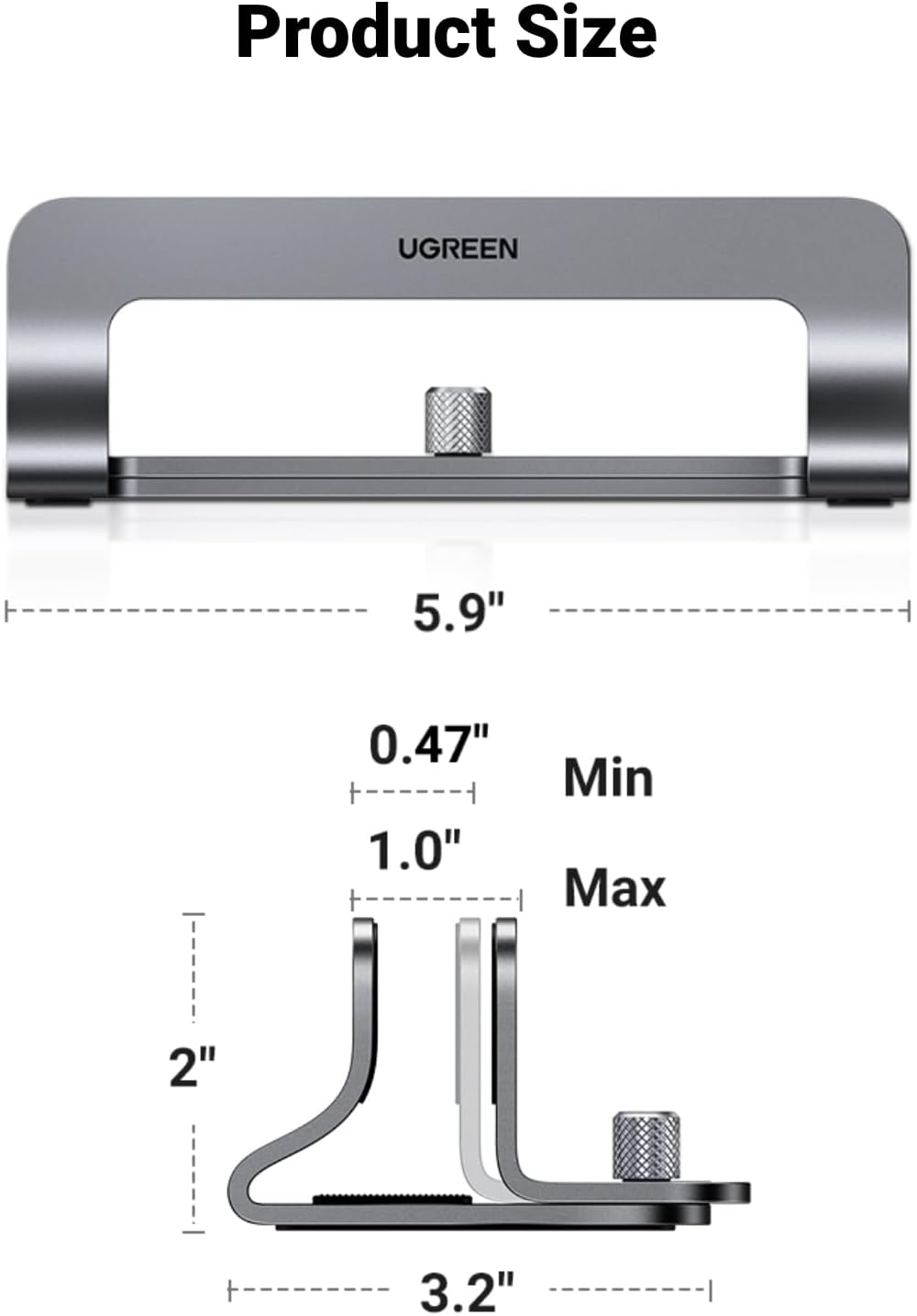 Soporte UGREEN Vertical de Aluminio para Portátiles, Ajustable y Multiuso