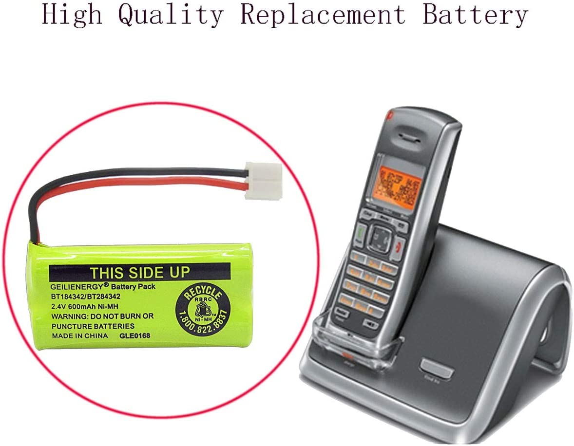 Geilienergy Batería recargable para AT & T y teléfonos Vtech BT184342/BT284342