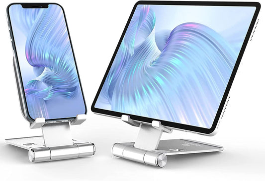 Foldable Stand for Cell Phones and Tablets-Adjustable Desktop Cell Phone Holder Stand Dock Designed and Compatible with iPhone &amp; Magsafe Charger