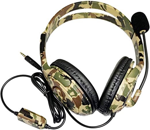 Camouflage headband headphones with 3.5 mm jack for Playstation, PC, Phones and more