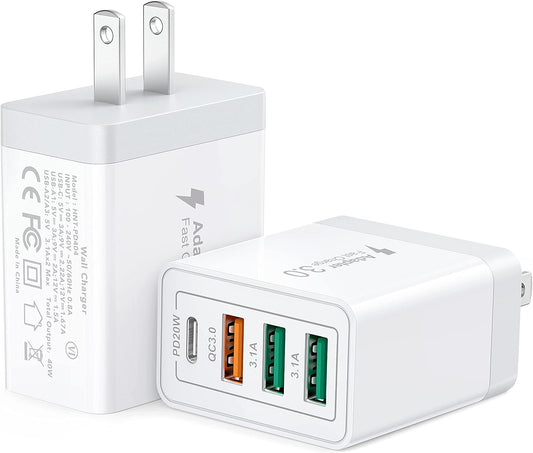 Cargador USB-C and USB-A 20W PD Fast Charge 4 Port