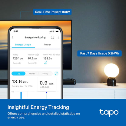 Enchufe Inteligente TP-Link Tapo P115 Controla tu Energía con Alexa y Google Home