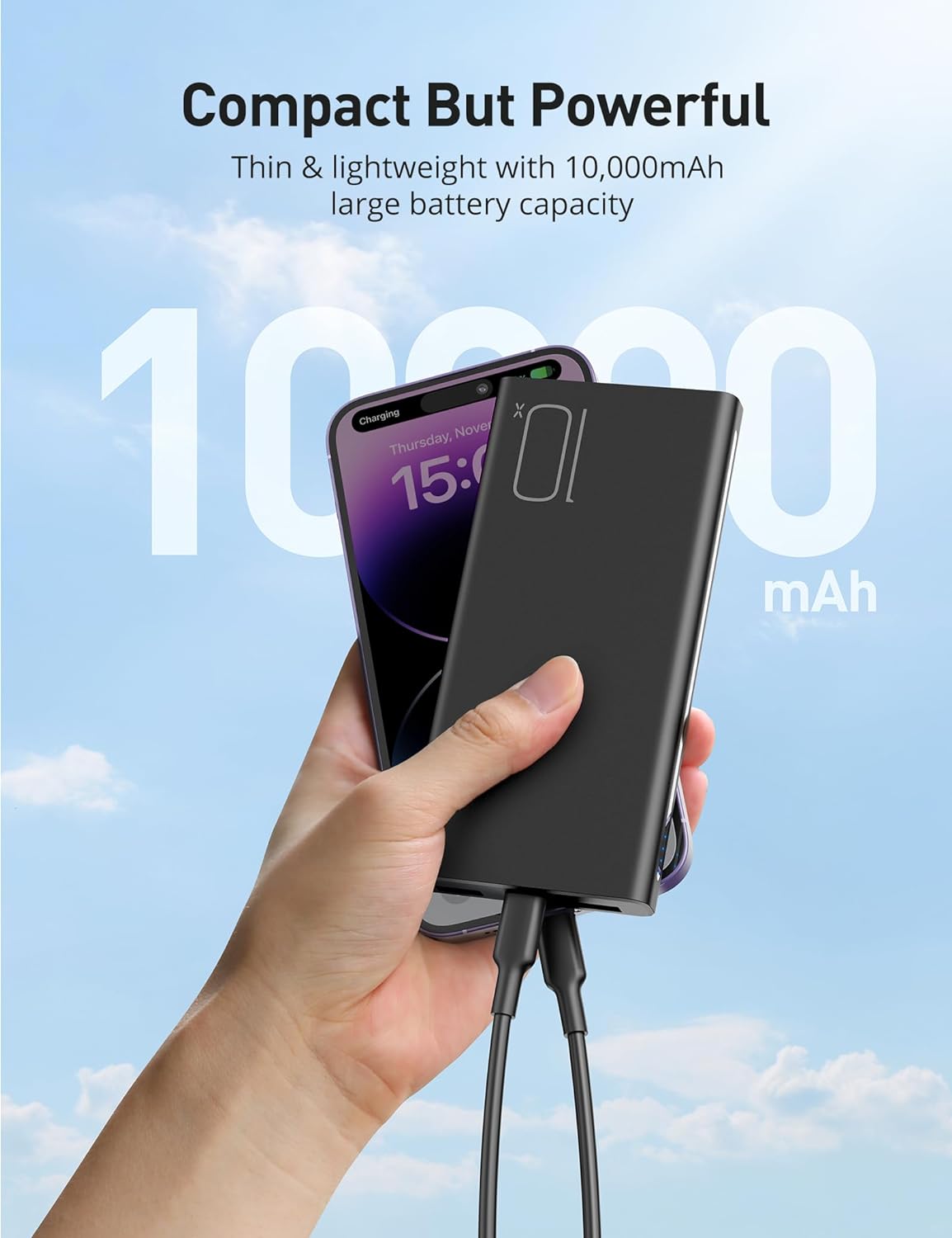 10,000 Mha Power Bank with maximum speed of 15W