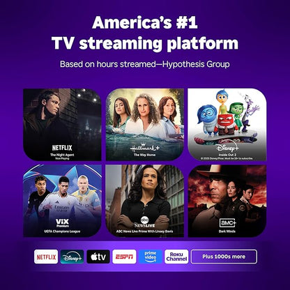 Roku Streaming Stick HD 2025: dispositivo de transmisión HD para TV con control remoto por voz de Roku y TV en vivo