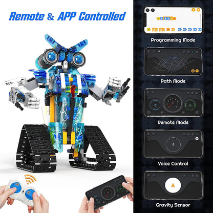 Robot for children with intelligent control to build in Lego-type blocks