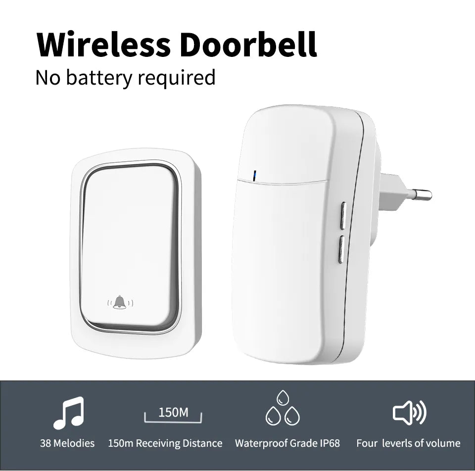 Waterproof Battery-Free Wireless Doorbell